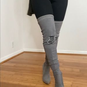 Thigh High Faux Demin Boots